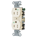 Hubbell Wiring Device-Kellems Straight Blade Devices, Receptacles, Tamper and Weather-Resistant Duplex, Commercial/Industrial Grade, 2-Pole 3-Wire Grounding, 5-15R, Single Pack BR15LAWRTR